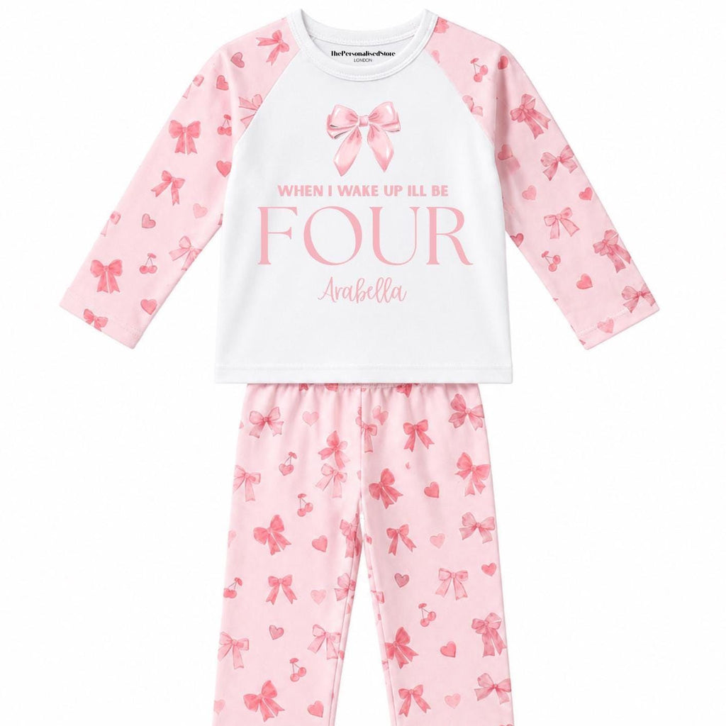 Personalised Pink Bow Preppie Birthday Pyjamas