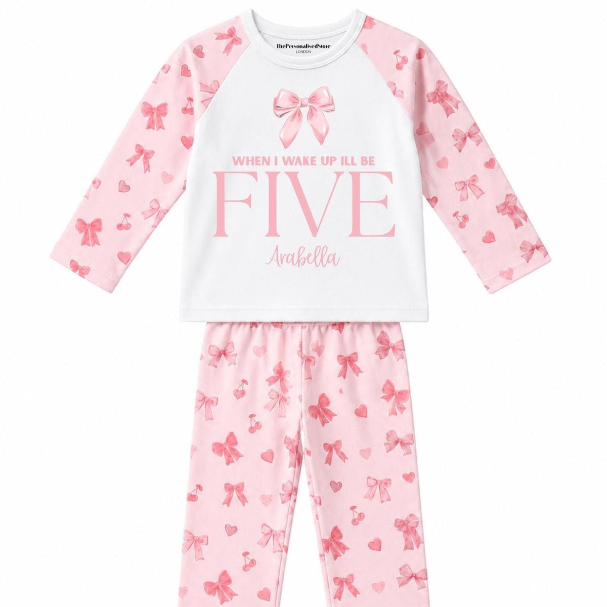 Personalised Pink Bow Preppie Birthday Pyjamas