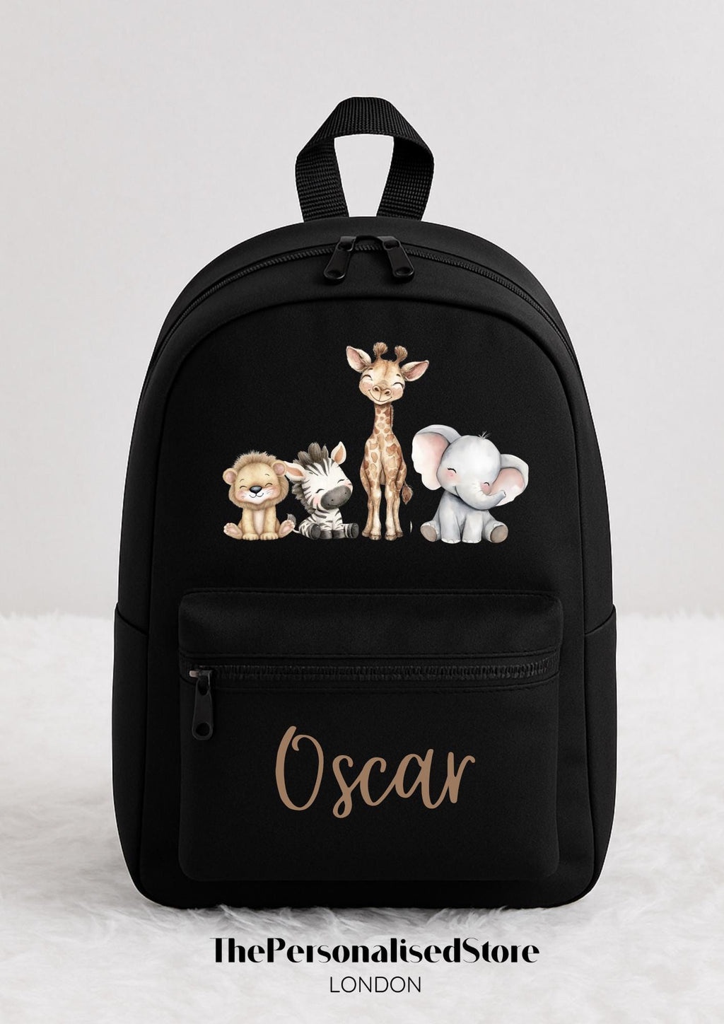 Personalised Beige Safari Animal Backpack
