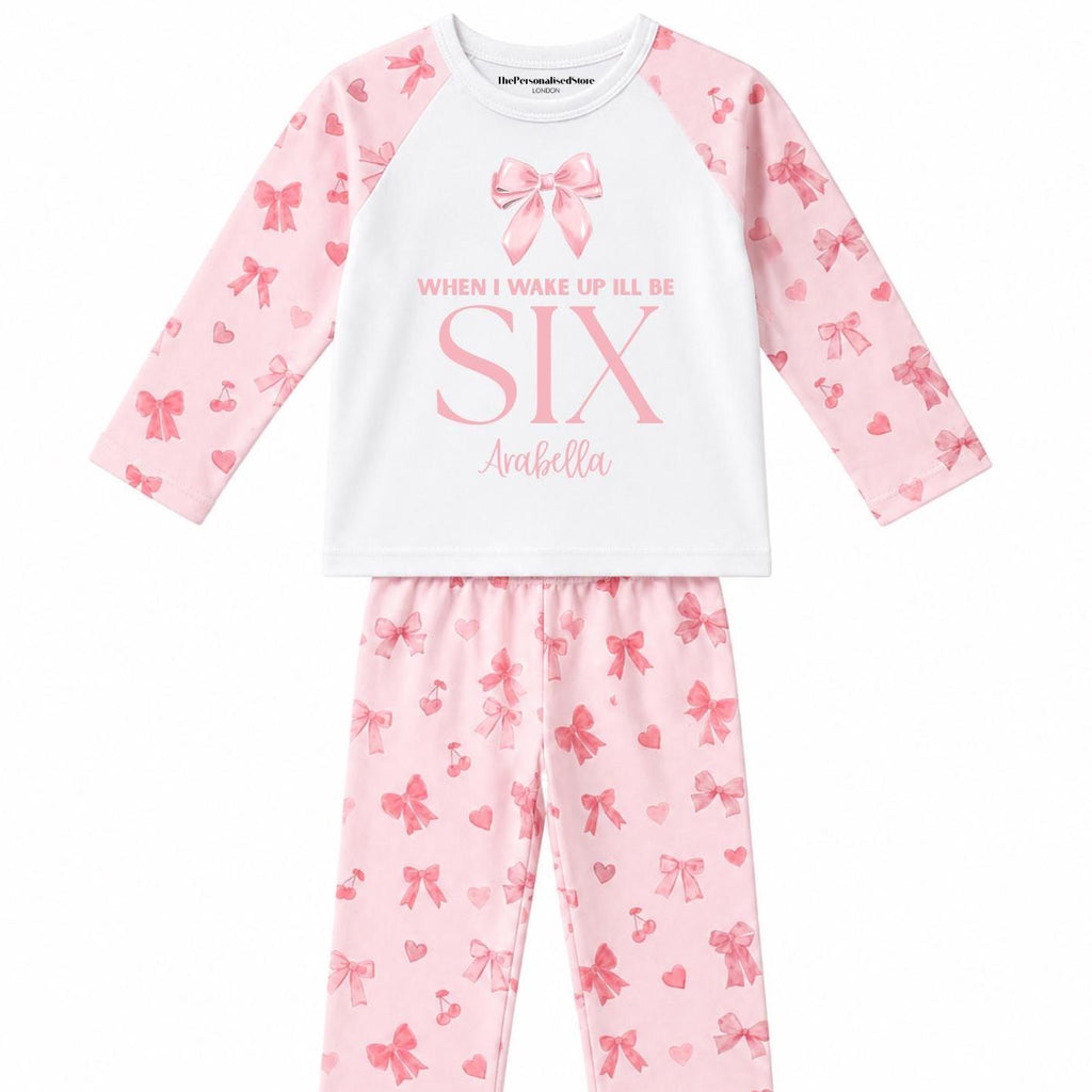 Personalised Pink Bow Preppie Birthday Pyjamas