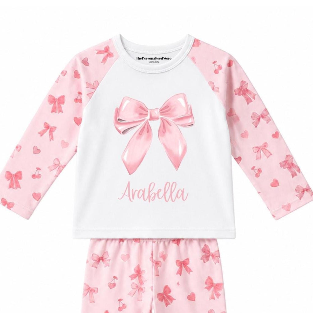 Personalised Pink Bow Pyjamas