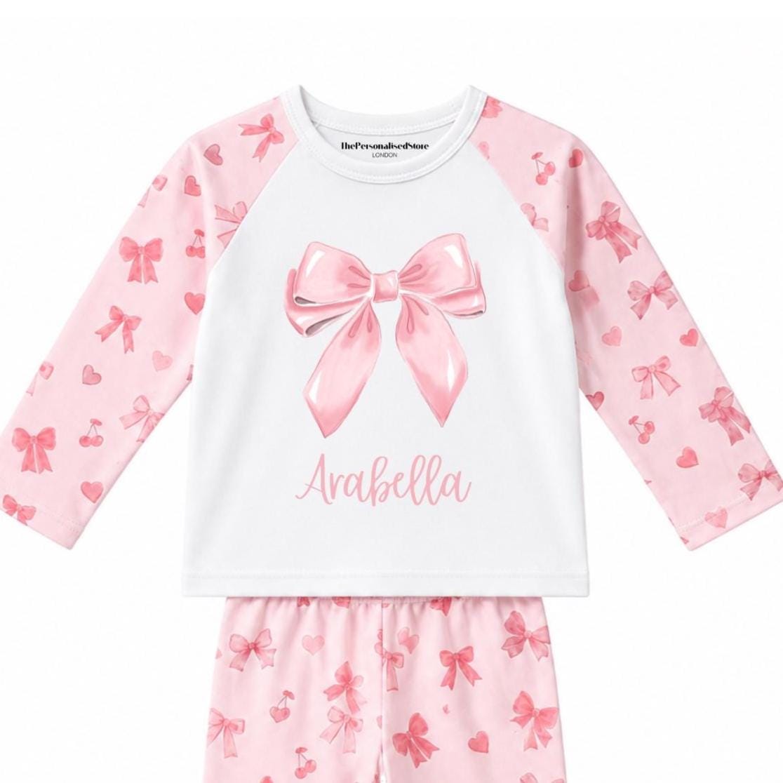 Personalised Pink Bow Pyjamas