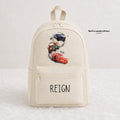 Personalised Beige Cars Lightning Mcqueen, Tow Mater and Hudson Backpack