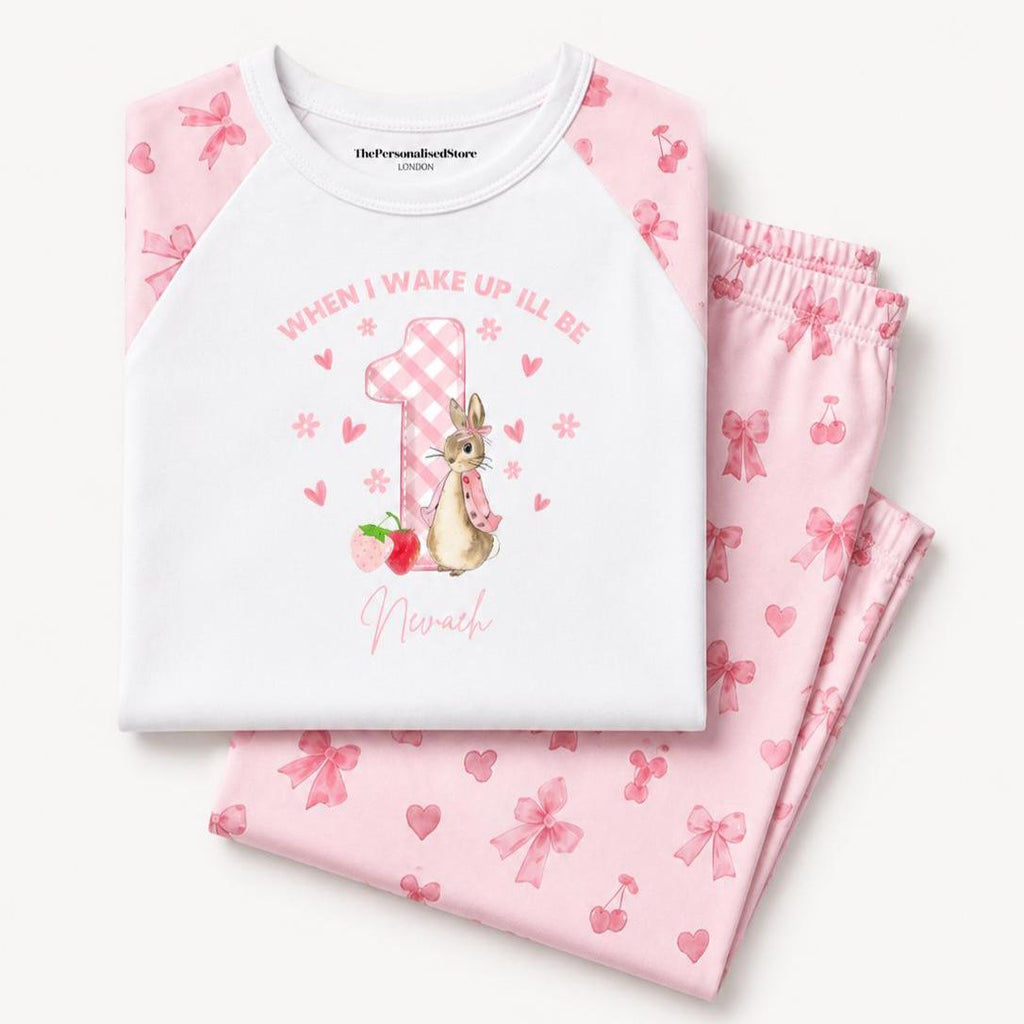 Personalised Pink Flopsy Bunny Bow Pyjamas