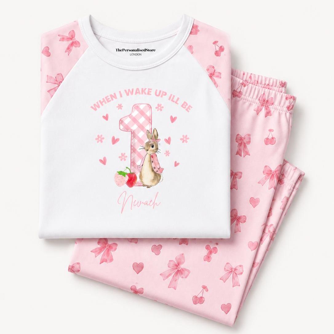 Personalised Pink Flopsy Bunny Bow Pyjamas