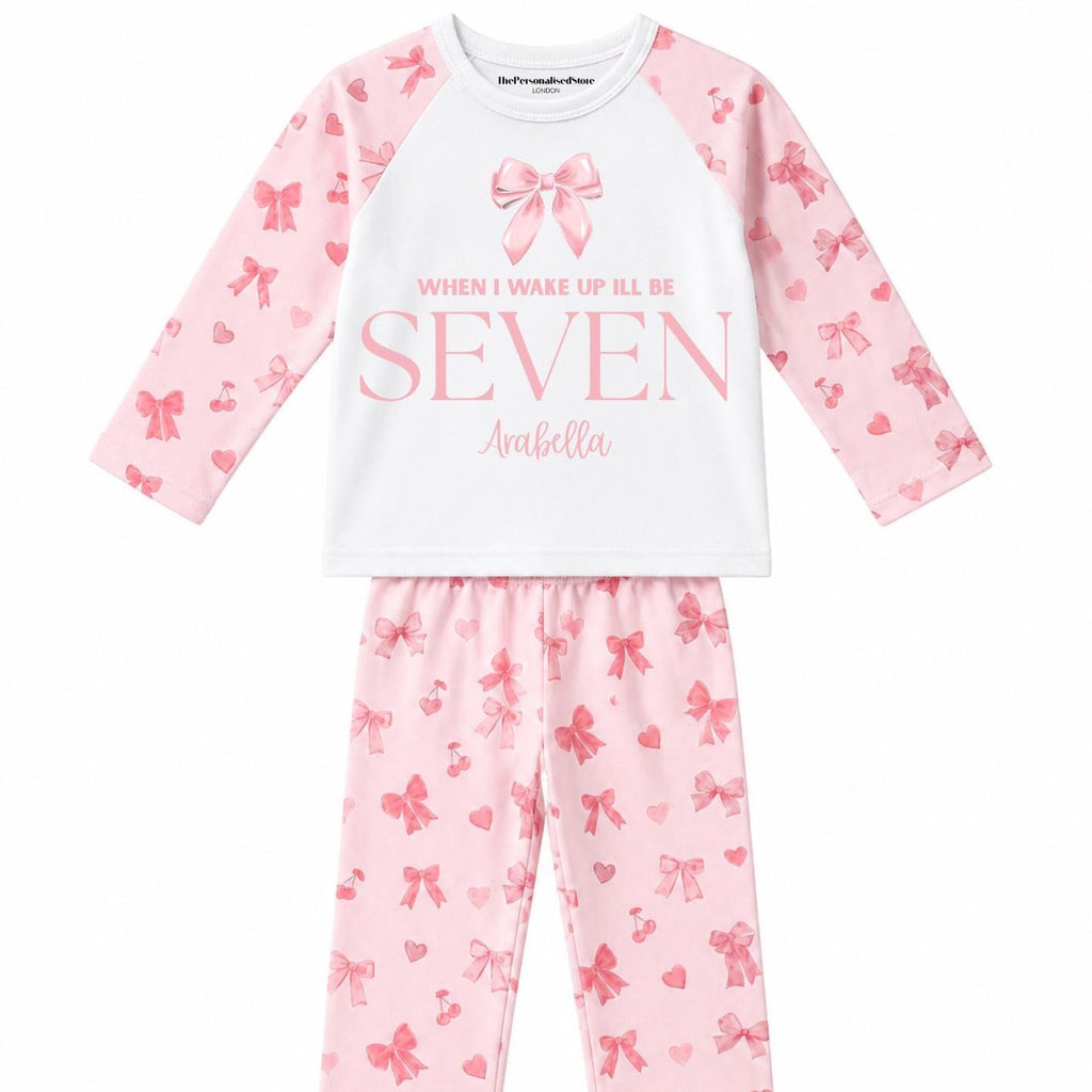 Personalised Pink Bow Preppie Birthday Pyjamas