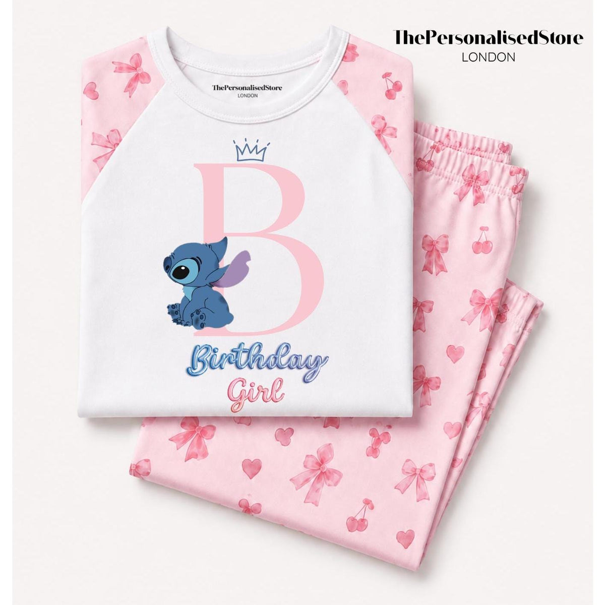 Personalised Stitch and Angel Character Pyjamas