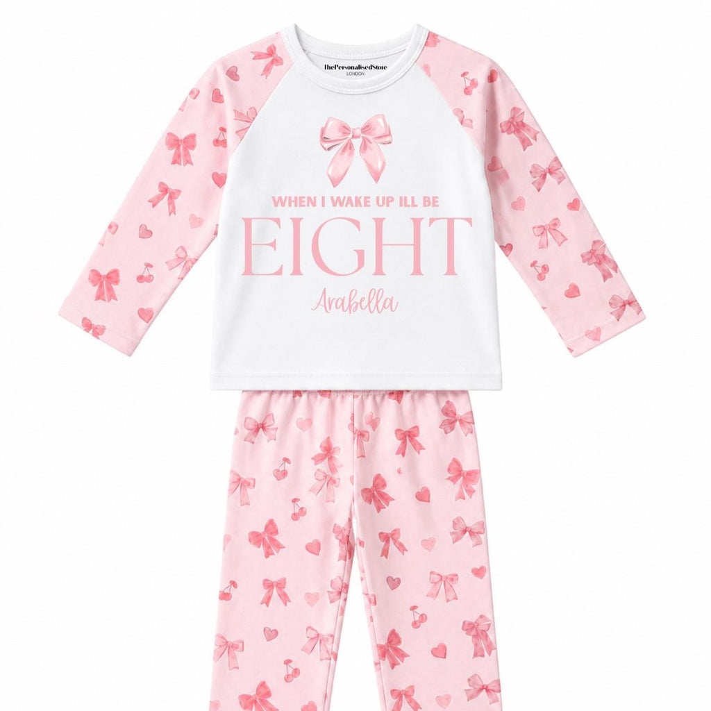 Personalised Pink Bow Preppie Birthday Pyjamas