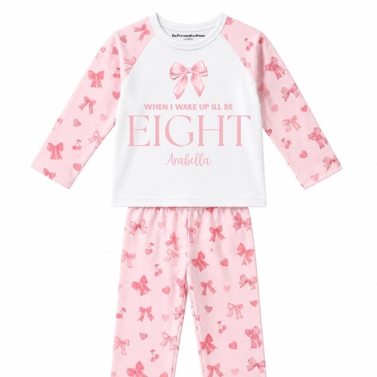 Personalised Pink Bow Preppie Birthday Pyjamas