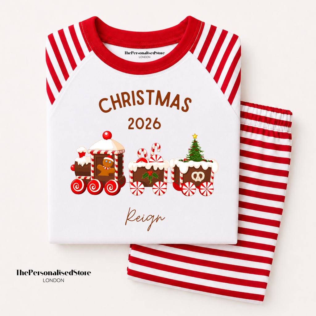 Personalised Red Christmas Pyjamas | Candy Cane