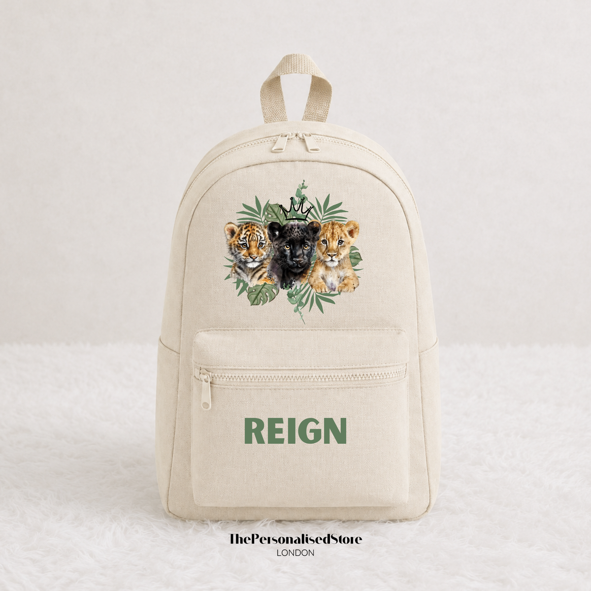 Personalised Safari Backpack – Kids Jungle Animal School Bag