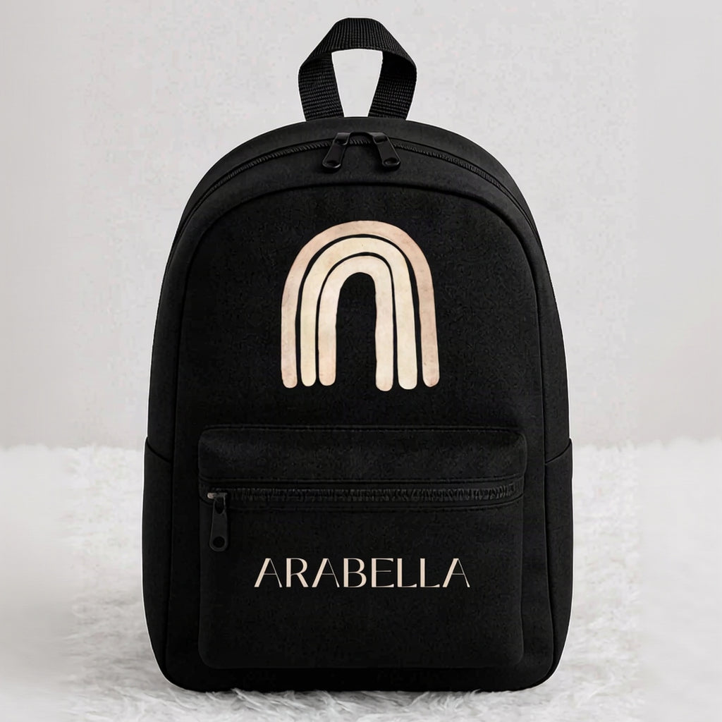 Personalised Kids Beige Rainbow Backpack