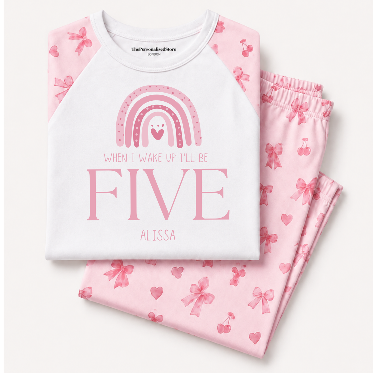 Personalised Pink Rainbow Birthday Pyjamas