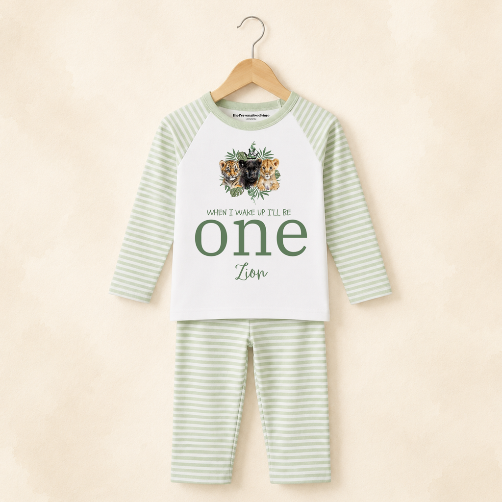 Personalised Sage Green Safari Pyjamas