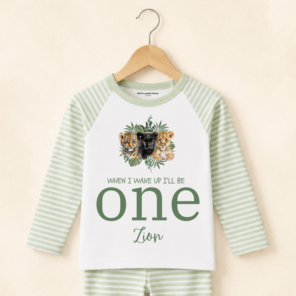 Personalised Sage Green Safari Pyjamas