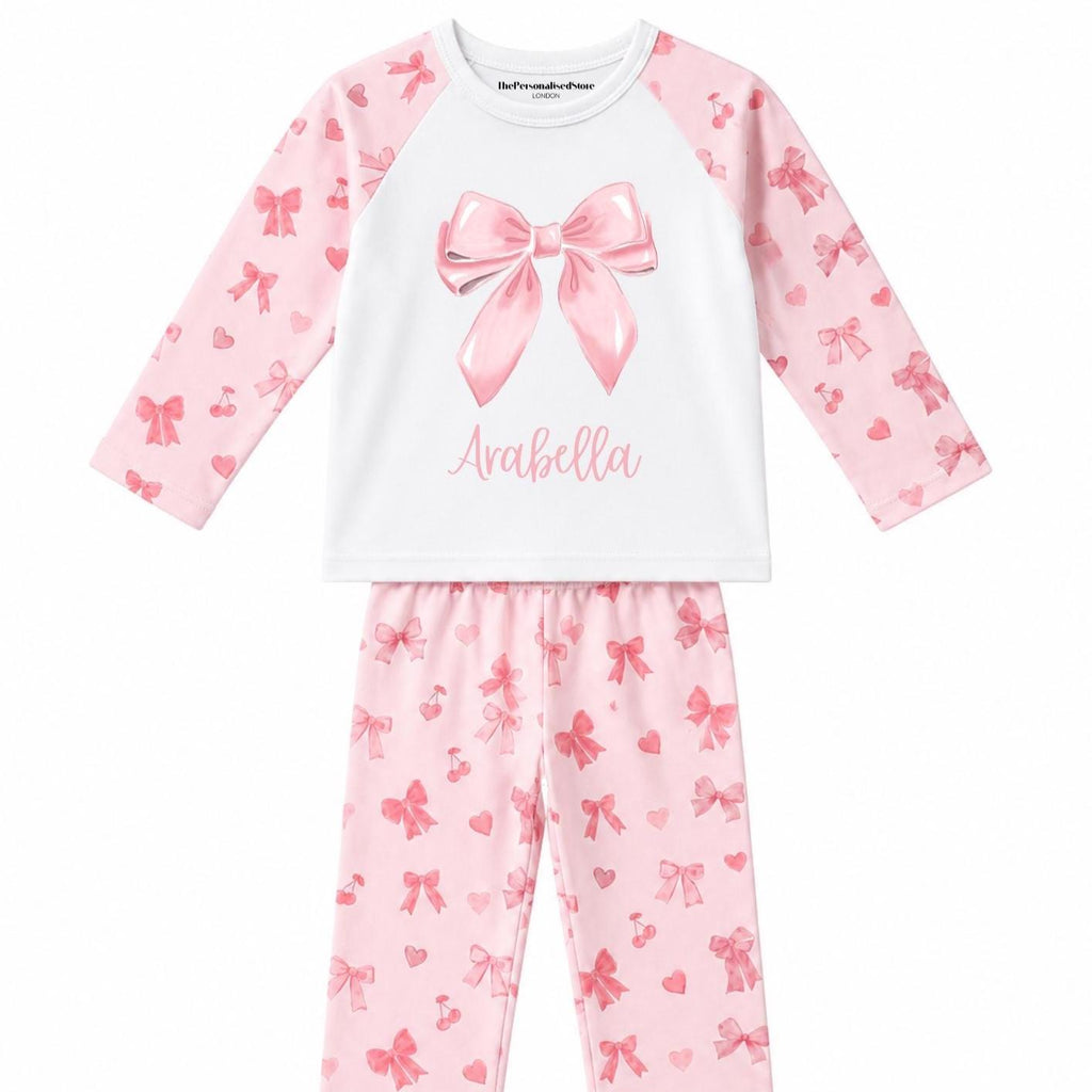 Personalised Pink Bow Pyjamas