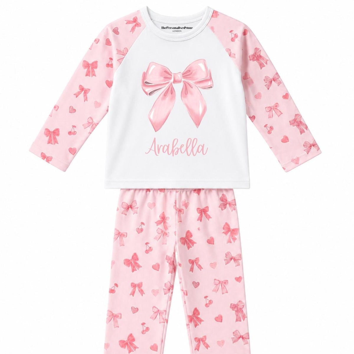 Personalised Pink Bow Pyjamas