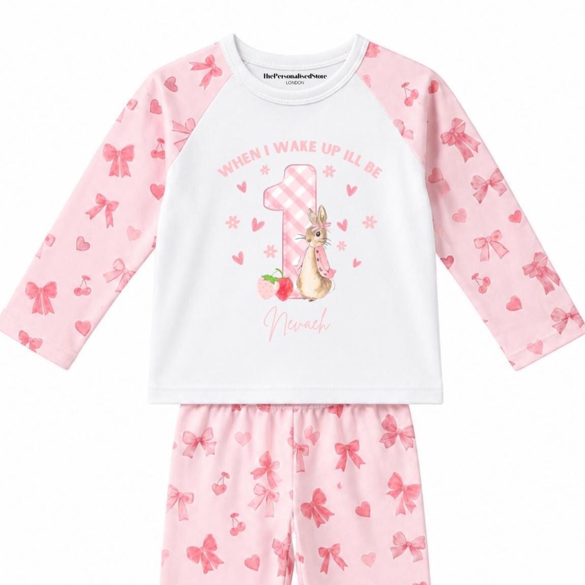 Personalised Pink Flopsy Bunny Bow Pyjamas