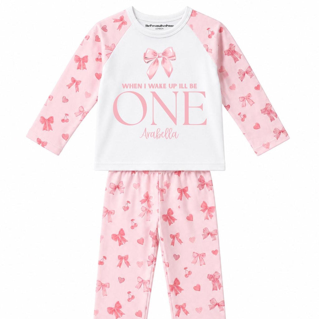 Personalised Pink Bow Preppie Birthday Pyjamas
