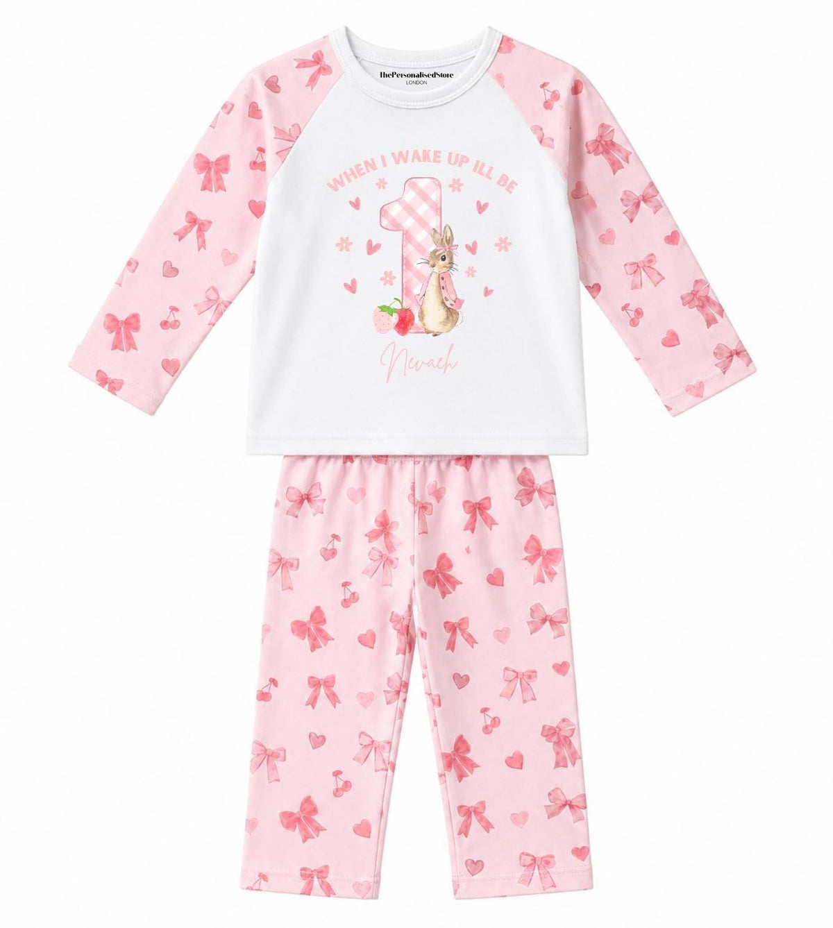 Personalised Pink Flopsy Bunny Bow Pyjamas