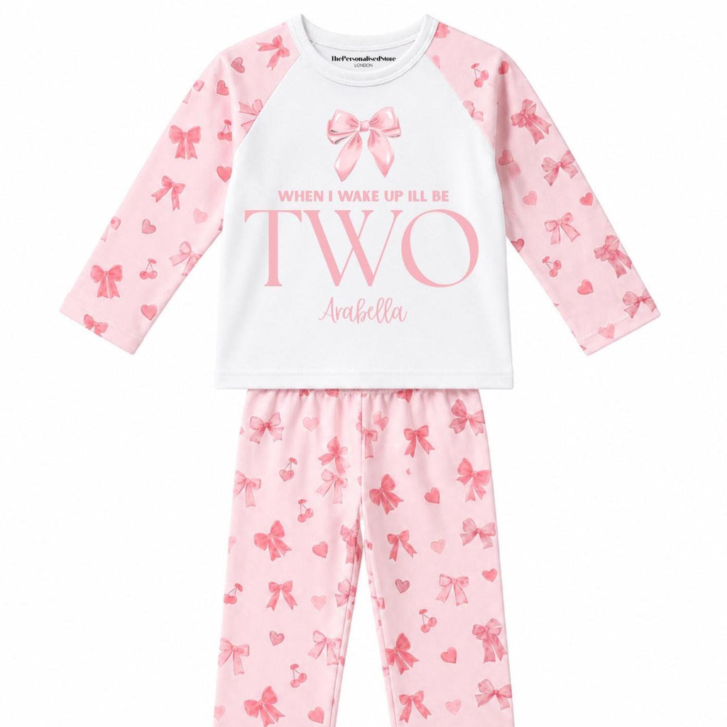 Personalised Pink Bow Preppie Birthday Pyjamas