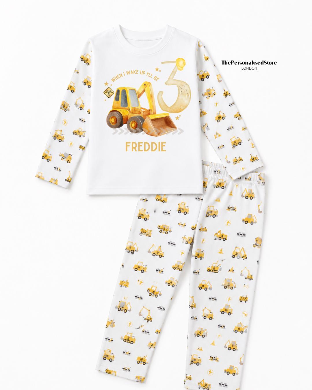 Personalised Little Digger Birthday Pyjamas