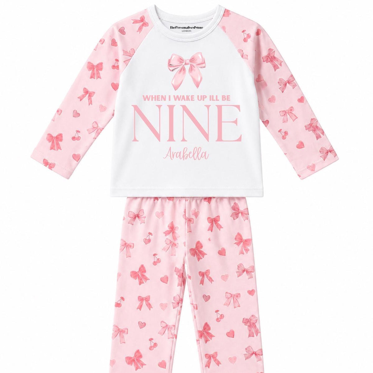 Personalised Pink Bow Preppie Birthday Pyjamas