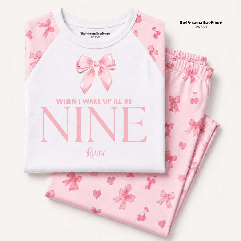 Personalised Pink Bow Preppie Birthday Pyjamas